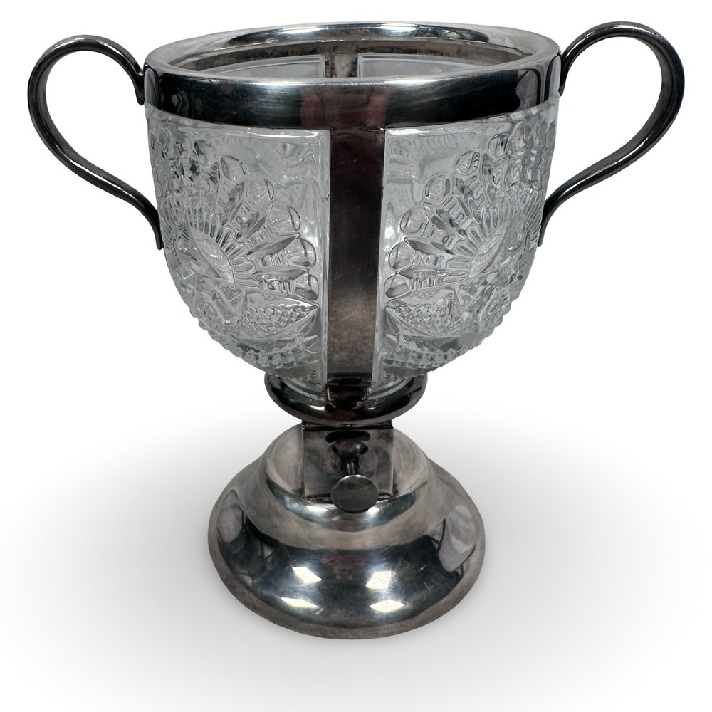 Fletcher Mfg Antique Silver Plate Pressed Glass Sugar Bowl EAPG Toronto READ